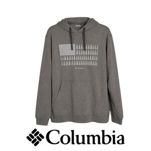 Columbia Men’s Trek Graphic Hoodie Gray Treeline Flag Pullover XL Style#XM5482